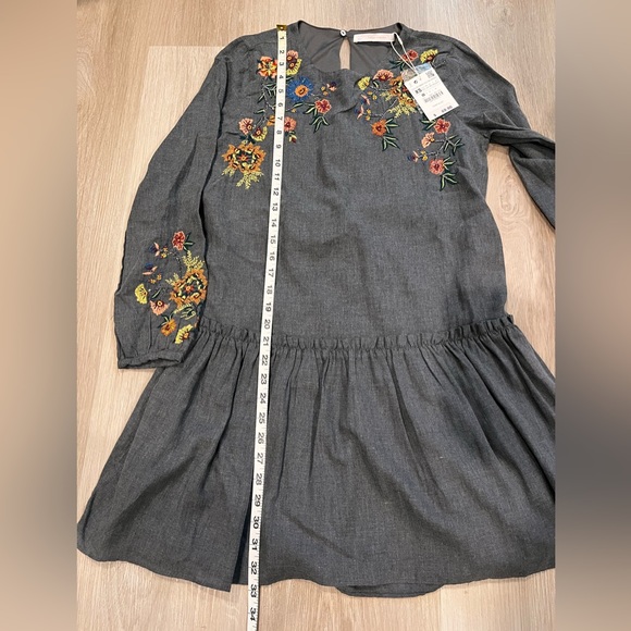Zara Embroidered Mini Dress with ruffles and beads - Picture 8 of 13